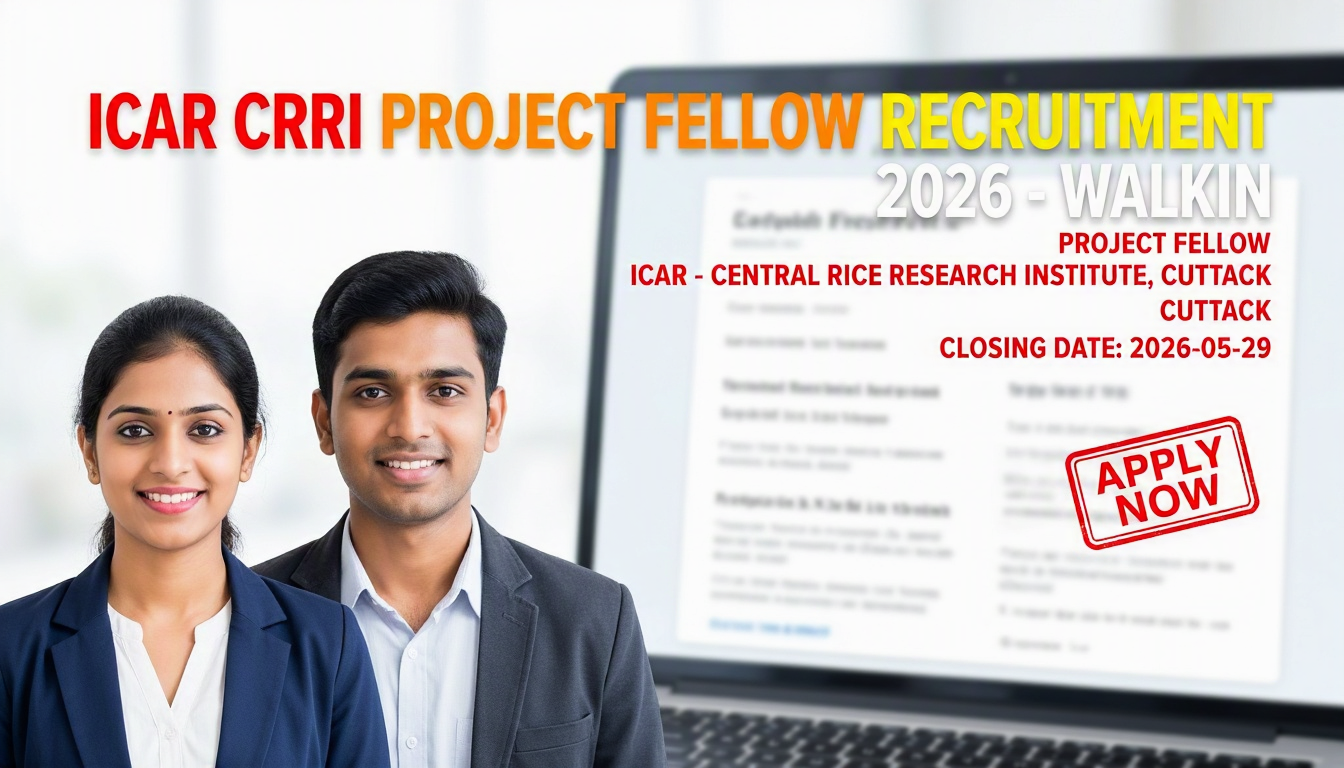 ICAR CRRI Project Fellow Recruitment 2026 notification for 1 vacancy at Central Rice Research…