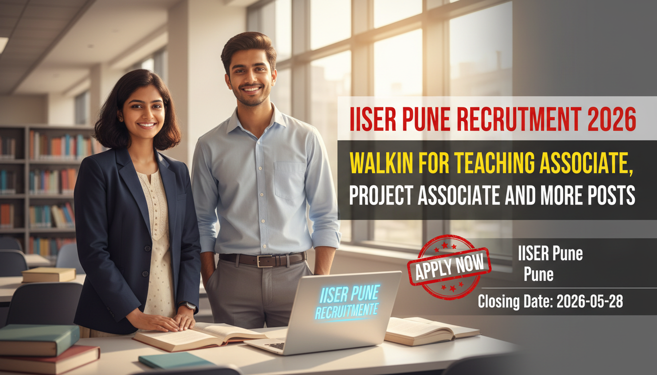 IISER Pune Recruitment 2026 notification for Teaching Associate, Project Associate positions