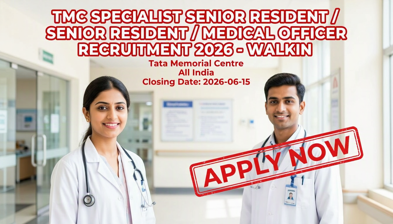 TMC Specialist Senior Resident Senior Resident Medical Officer Recruitment 2026 notification