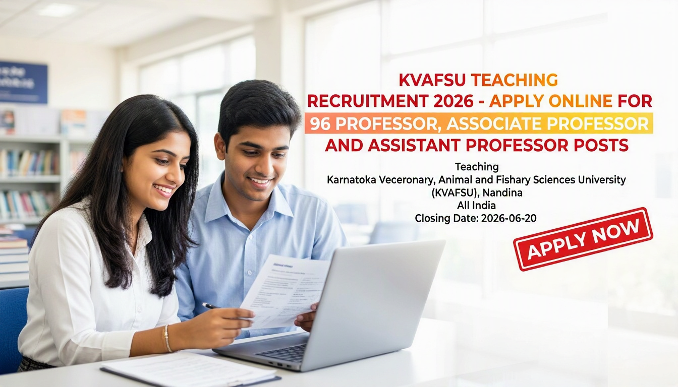 KVAFSU Teaching Recruitment 2026 notification for Professor Associate Professor Assistant…