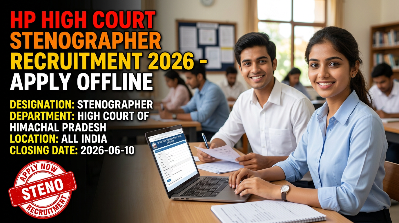 HP High Court Stenographer Recruitment 2026 notification for 2 vacancies