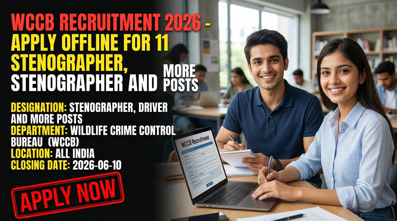 Wildlife Crime Control Bureau WCCB recruitment 2026 notification for stenographer driver posts