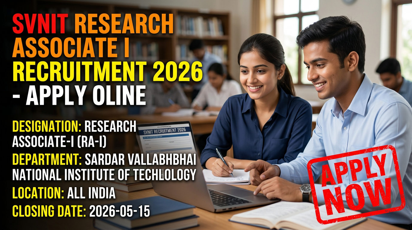 SVNIT Research Associate I Recruitment 2026 notification for PhD Chemistry candidates