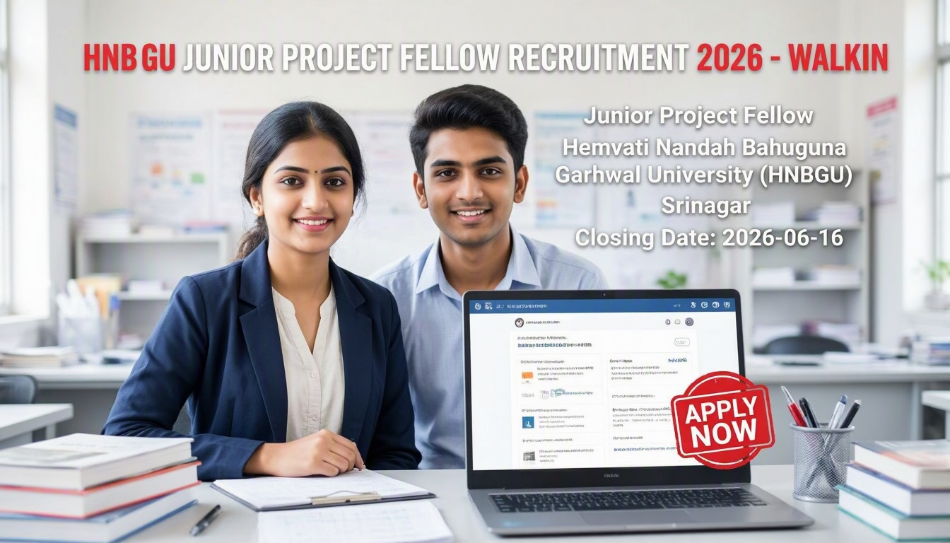 HNBGU Junior Project Fellow Recruitment 2026 notification for walk-in interview