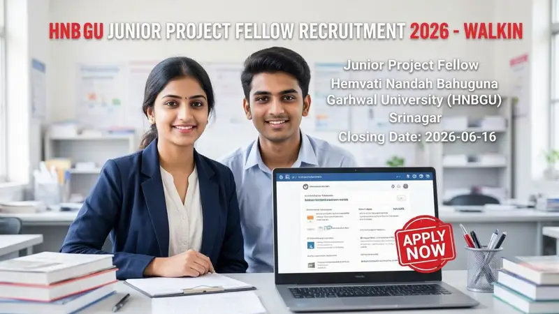 HNBGU Junior Project Fellow Recruitment 2026 notification for walk-in interview
