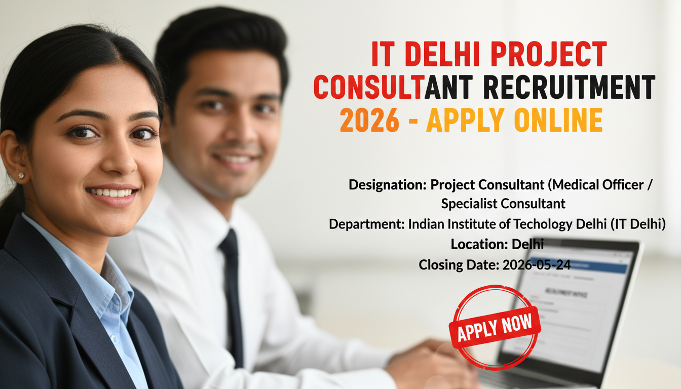 IIT Delhi Project Consultant Recruitment 2026 notification for medical officer and specialist…