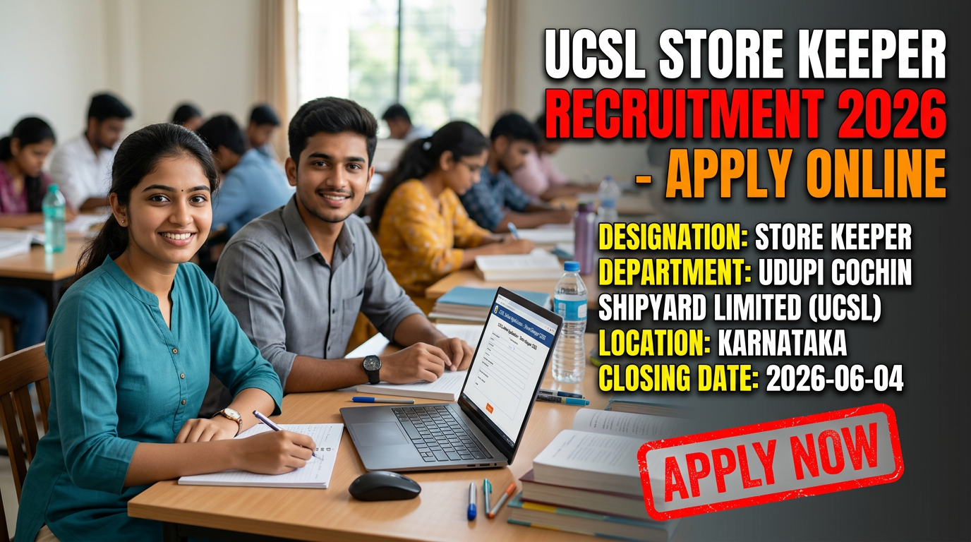 Udupi Cochin Shipyard Limited (UCSL) Store Keeper recruitment