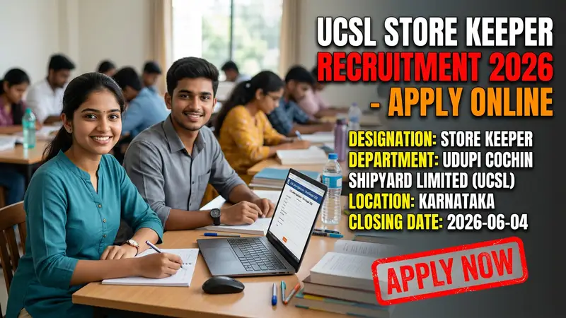 Udupi Cochin Shipyard Limited (UCSL) Store Keeper recruitment