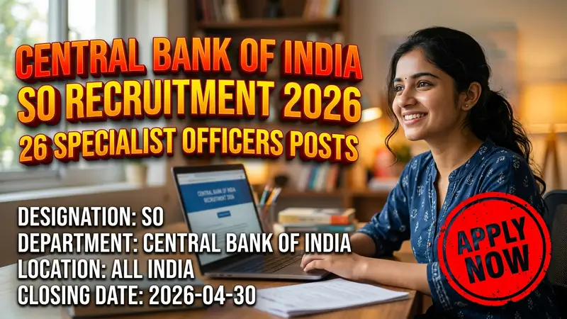 Central Bank of India Specialist Officer Recruitment 2026