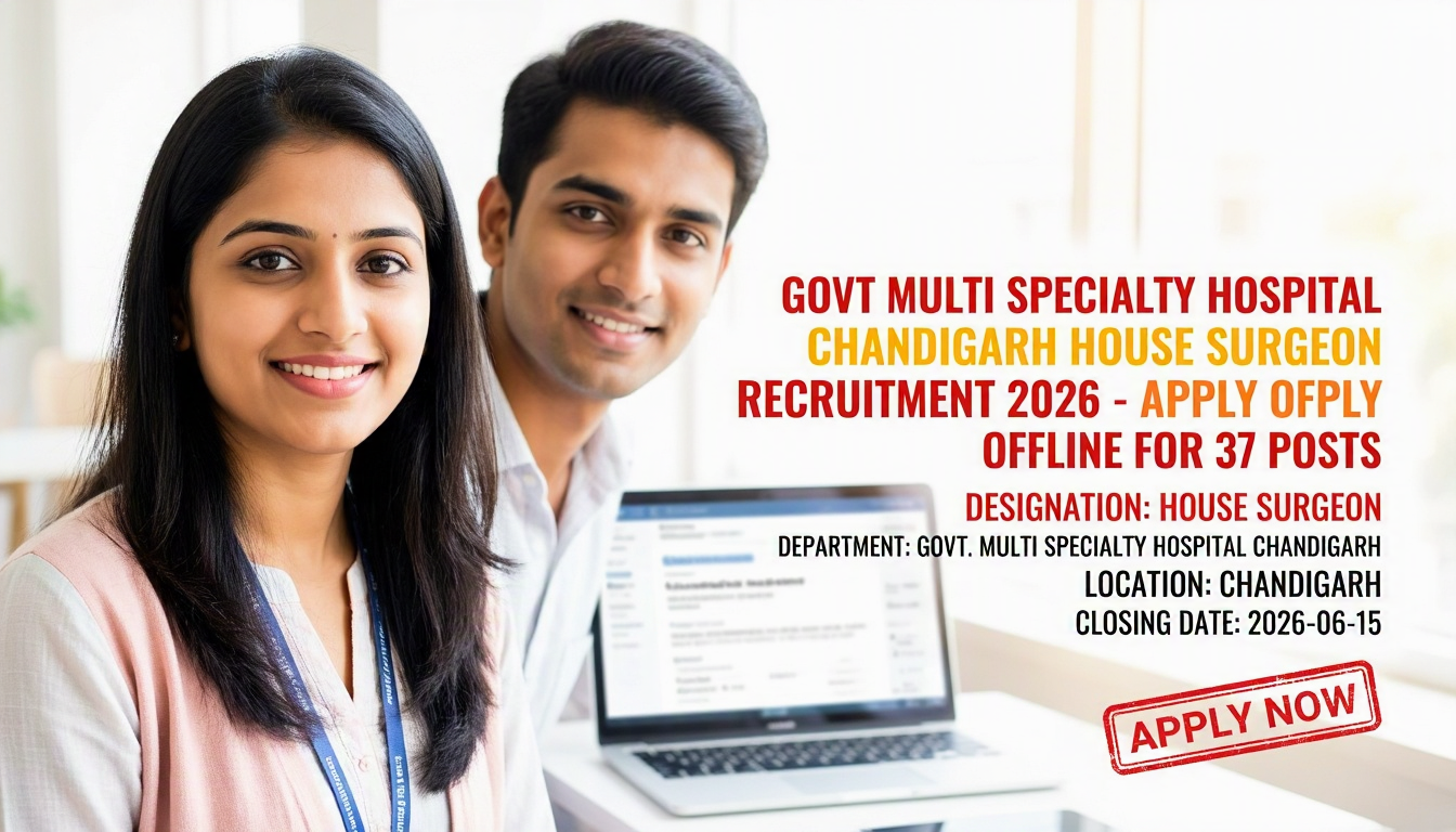 GMSH Chandigarh House Surgeon Recruitment 2026 notification for 37 contractual posts