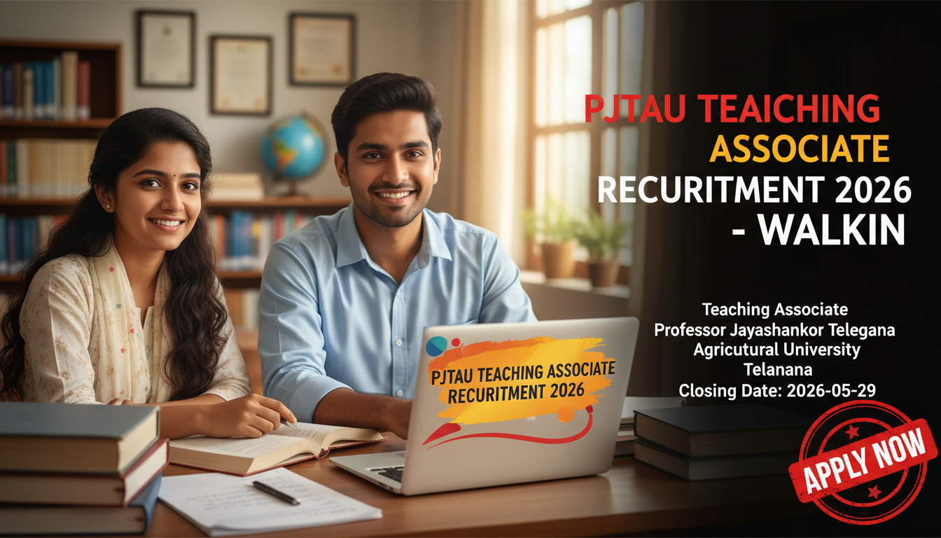 PJTAU Teaching Associate Recruitment 2026 notification for 3 vacancies with walk-in interview on…