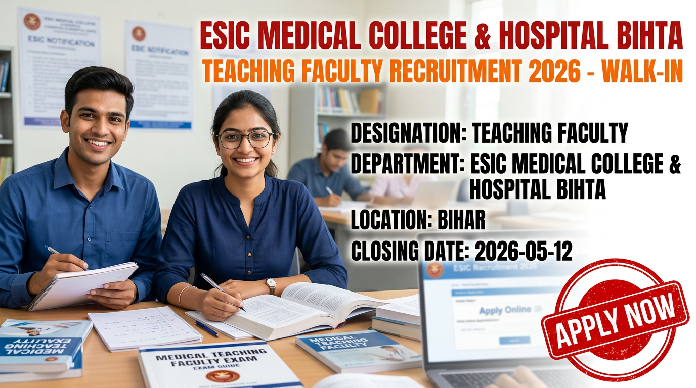 ESIC Medical College & Hospital Bihta Teaching Faculty Recruitment
