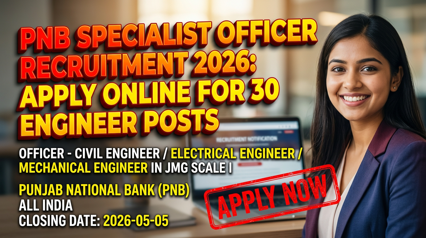 Punjab National Bank (PNB) Specialist Officer Engineer Recruitment 2026