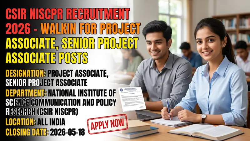 CSIR NIScPR Project Associate Recruitment 2026 notification for walk-in interview