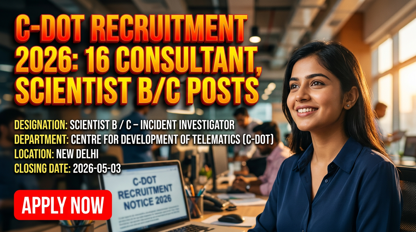 C-DOT Recruitment for Consultant and Scientist B/C posts