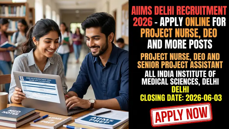 AIIMS Delhi Recruitment 2026 for Project Nurse, DEO and Senior Project Assistant posts