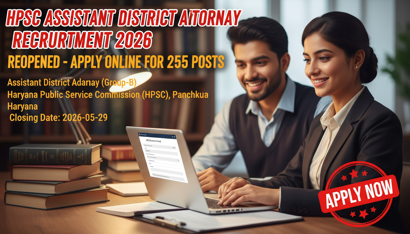 HPSC Assistant District Attorney Recruitment 2026 notification for 255 posts in Haryana…