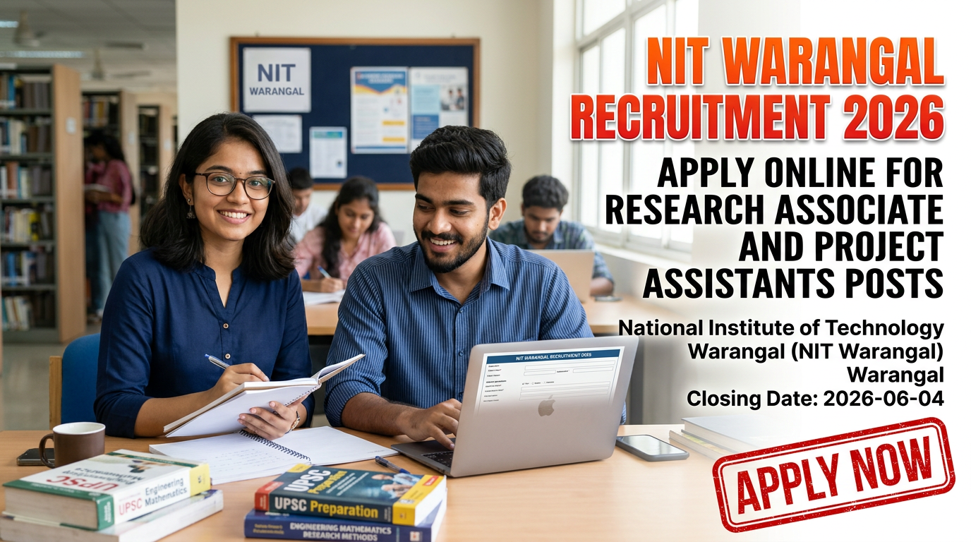 NIT Warangal Recruitment 2026 for Research Associate and Project Assistant positions