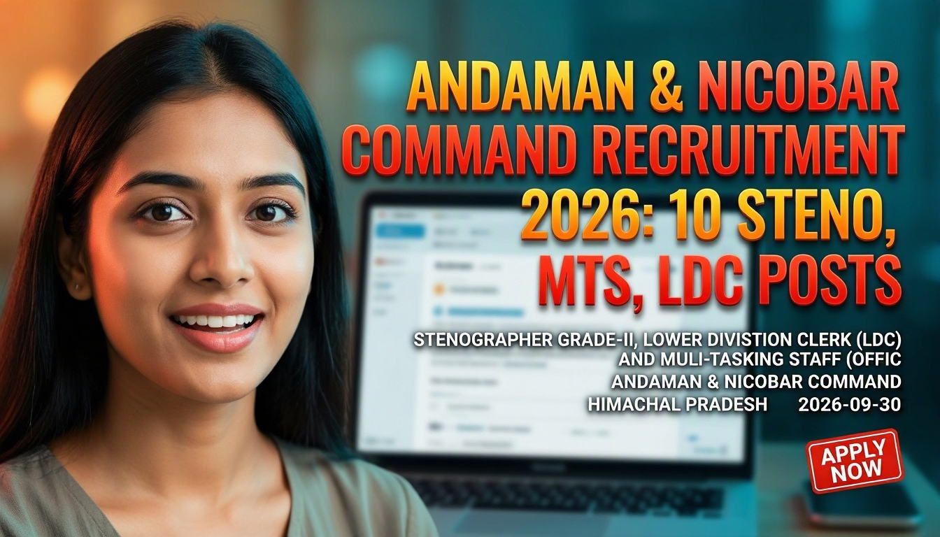Andaman & Nicobar Command recruitment for Stenographer, MTS, and LDC posts