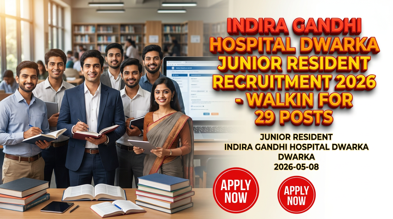 Indira Gandhi Hospital Dwarka Junior Resident Recruitment 2026