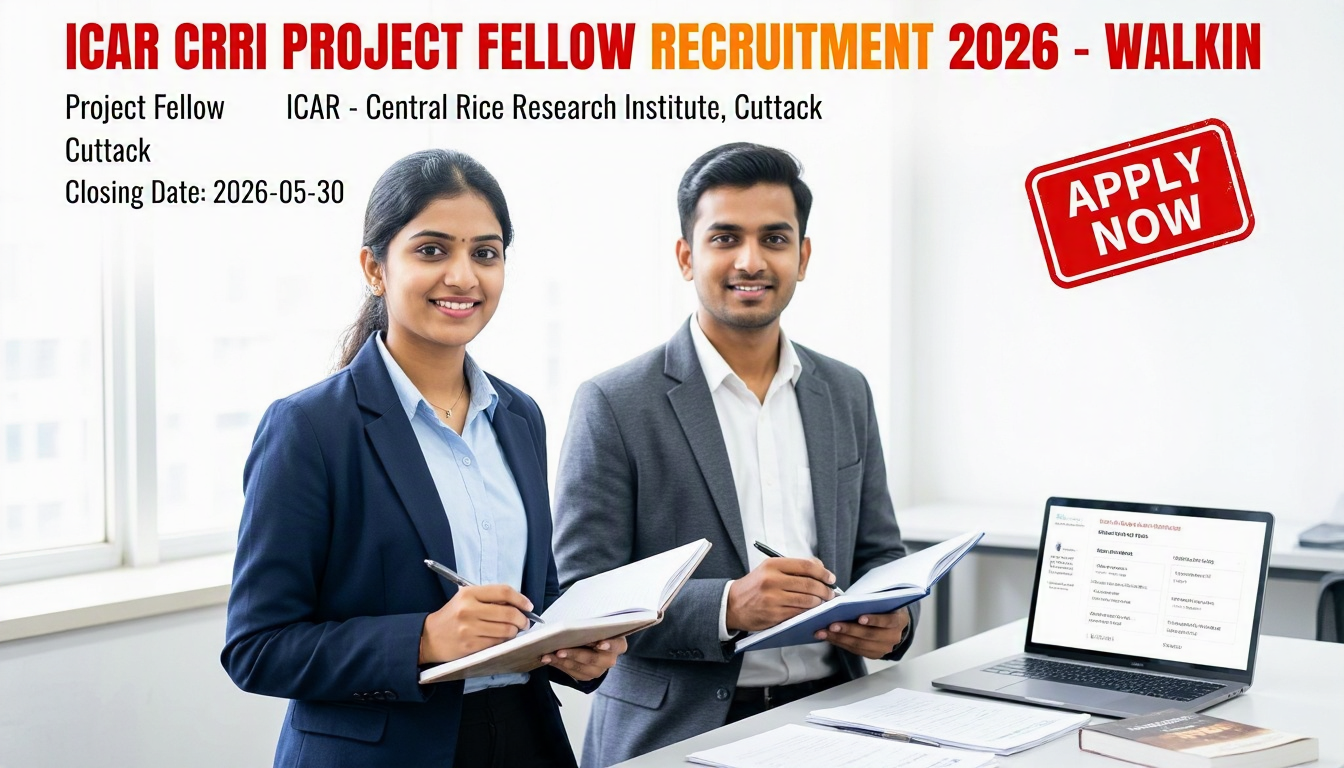 ICAR CRRI Project Fellow Recruitment 2026 notification for 1 vacancy