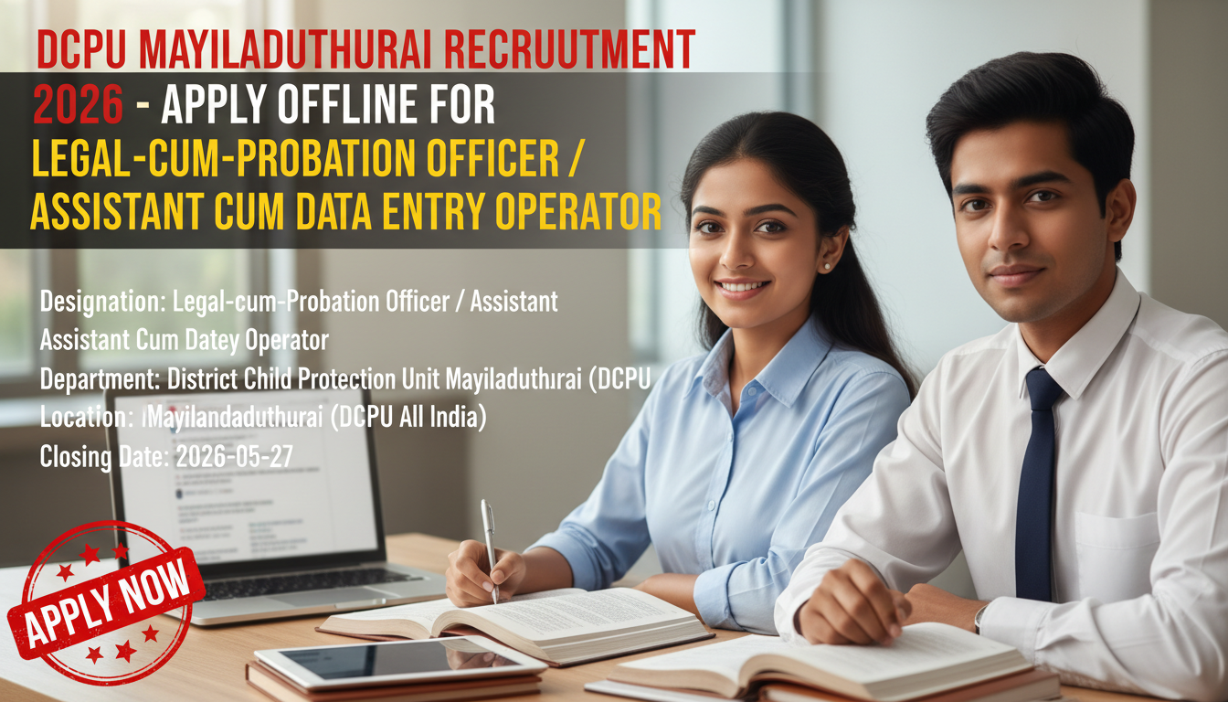DCPU Mayiladuthurai Recruitment 2026 for Legal-cum-Probation Officer and Data Entry Operator
