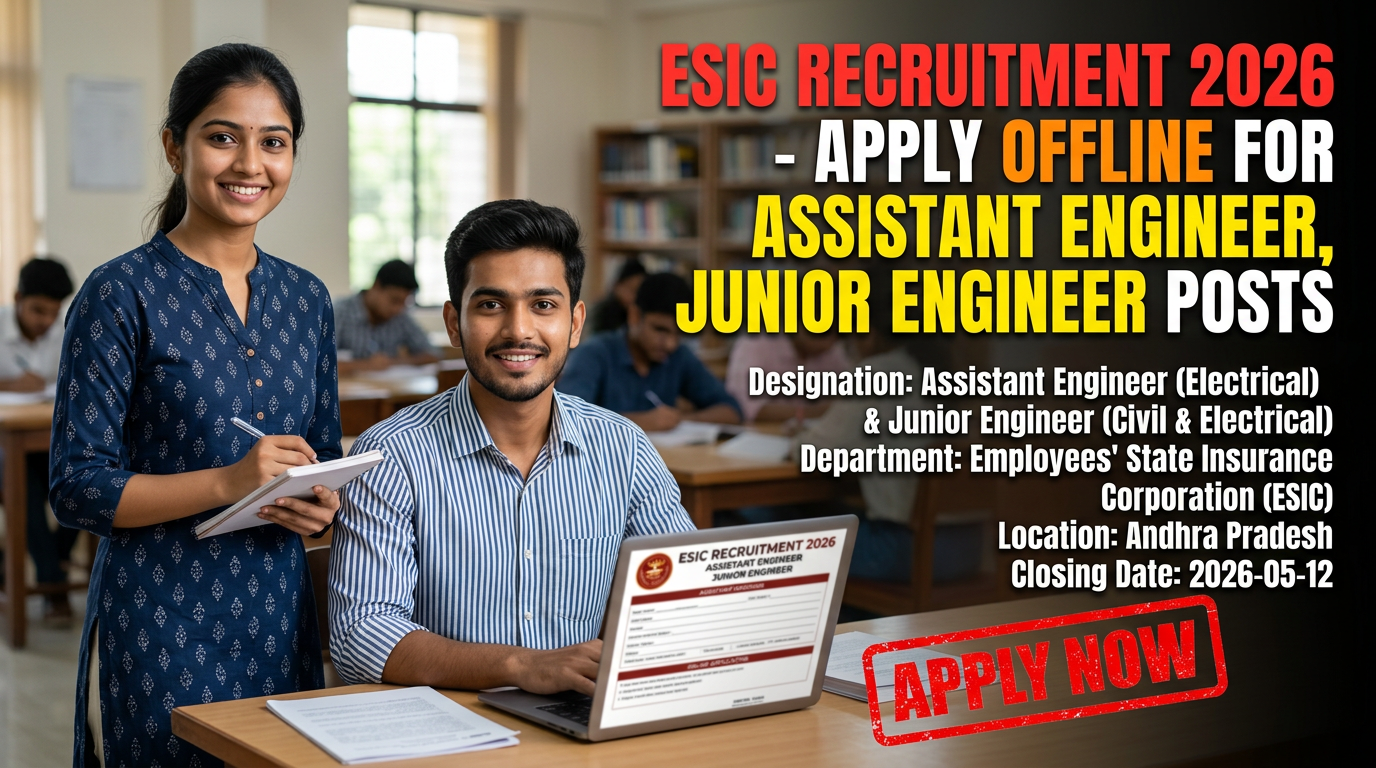 ESIC Assistant Engineer and Junior Engineer recruitment 2026 notification for Andhra Pradesh
