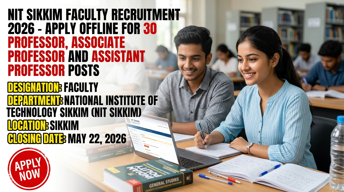 NIT Sikkim Faculty Recruitment 2026 notification for 30 professor associate assistant professor…