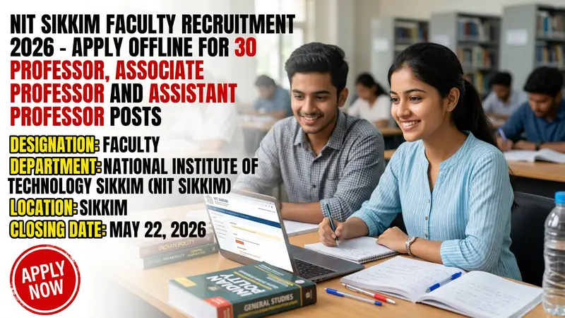 NIT Sikkim Faculty Recruitment 2026 notification for 30 professor associate assistant professor…