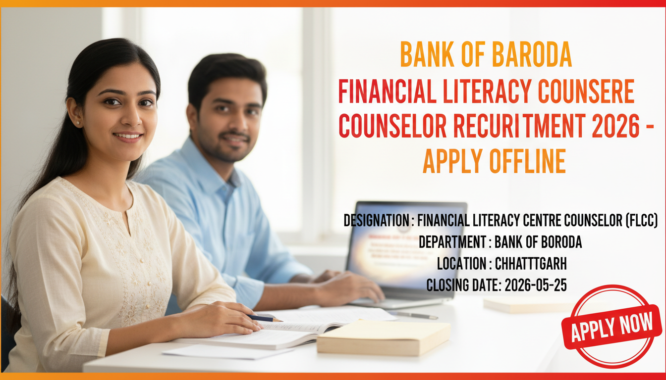 Bank of Baroda Financial Literacy Centre Counselor Recruitment