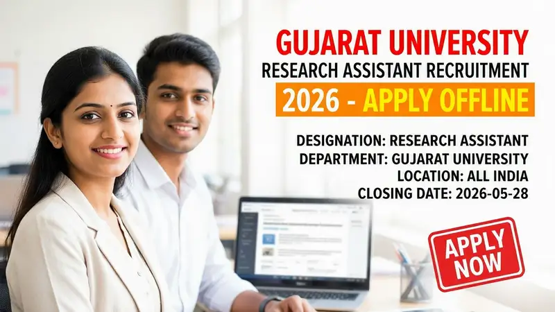 Gujarat University Research Assistant Recruitment 2026 notification for 5 contractual positions