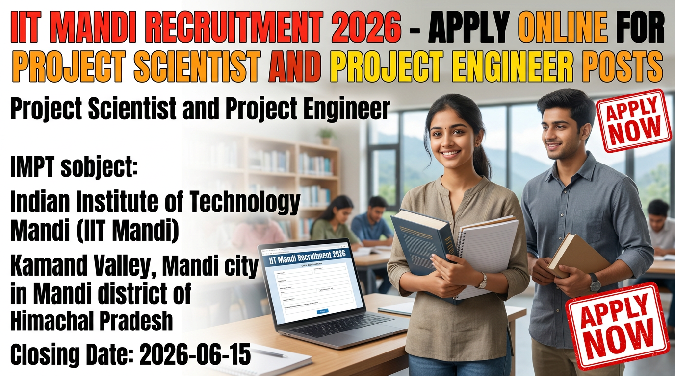 IIT Mandi Project Scientist and Project Engineer recruitment 2026 official notification
