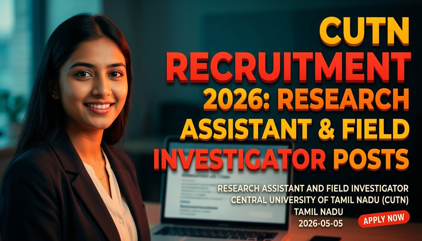 Central University of Tamil Nadu (CUTN) recruitment for Research Assistant and Field Investigator