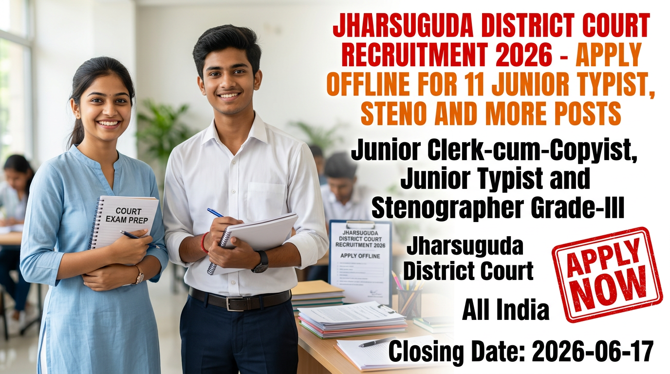 Jharsuguda District Court Recruitment 2026 notification for clerk typist stenographer posts