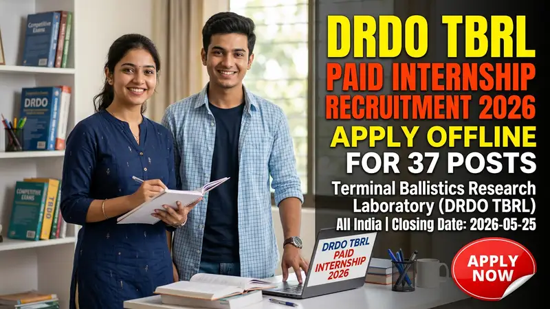 DRDO TBRL Paid Internship 2026 recruitment notification for 37 positions