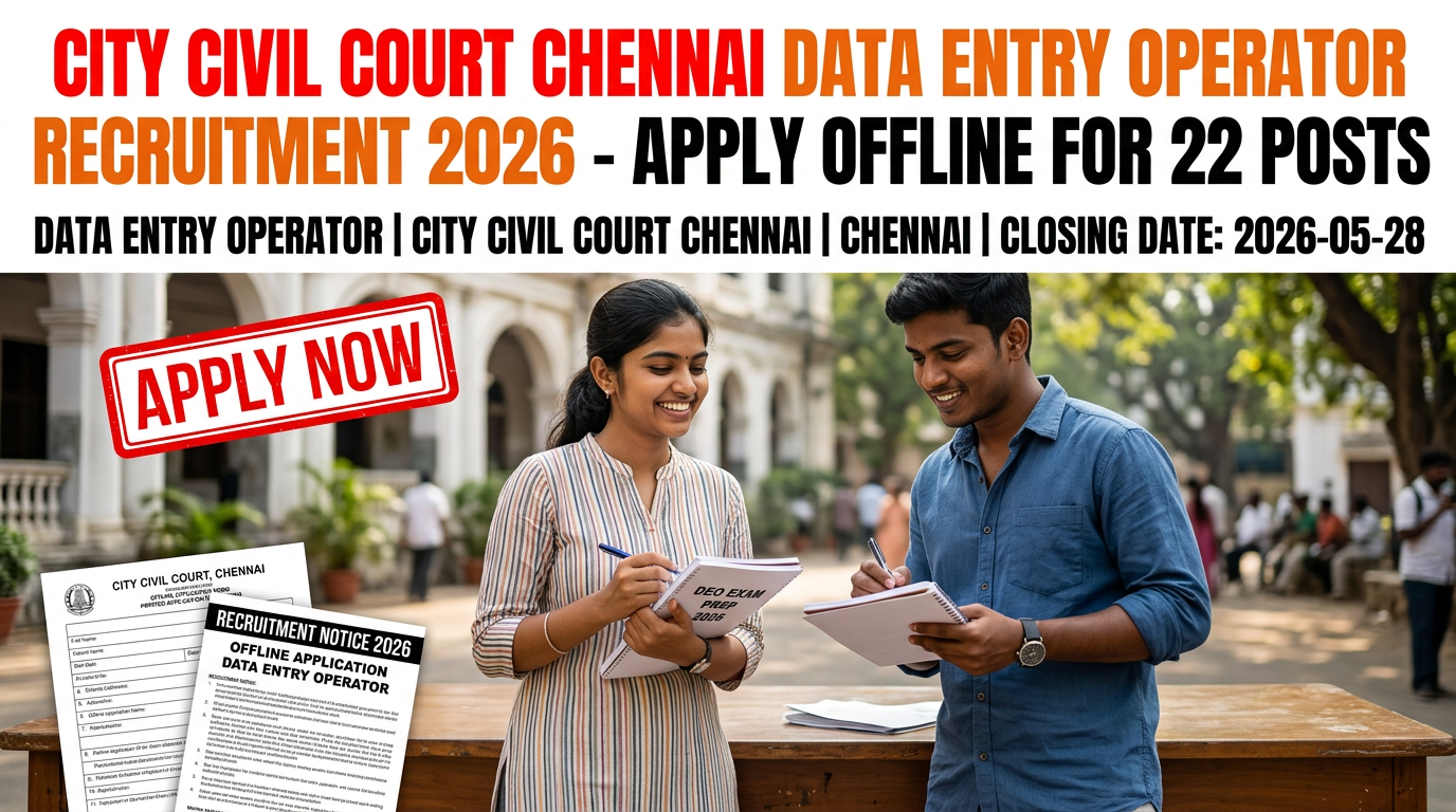 City Civil Court Chennai Data Entry Operator Recruitment 2026 notification for 22 posts
