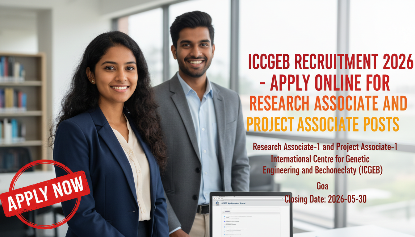 ICGEB Research Associate and Project Associate recruitment 2026 notification for Goa positions
