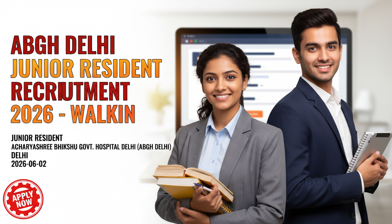 ABGH Delhi Junior Resident Recruitment 2026 notification for 5 medical positions