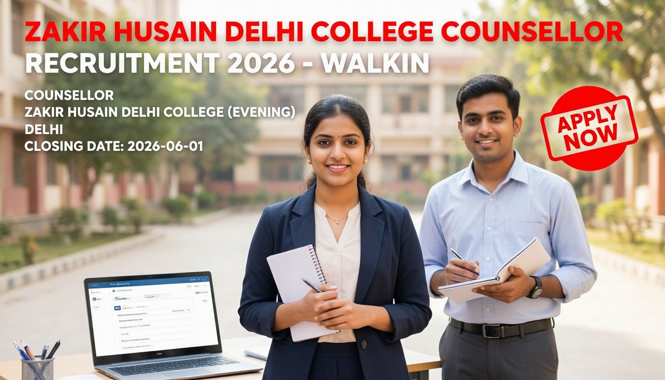 Zakir Husain Delhi College Counsellor Recruitment 2026 walk-in interview notification