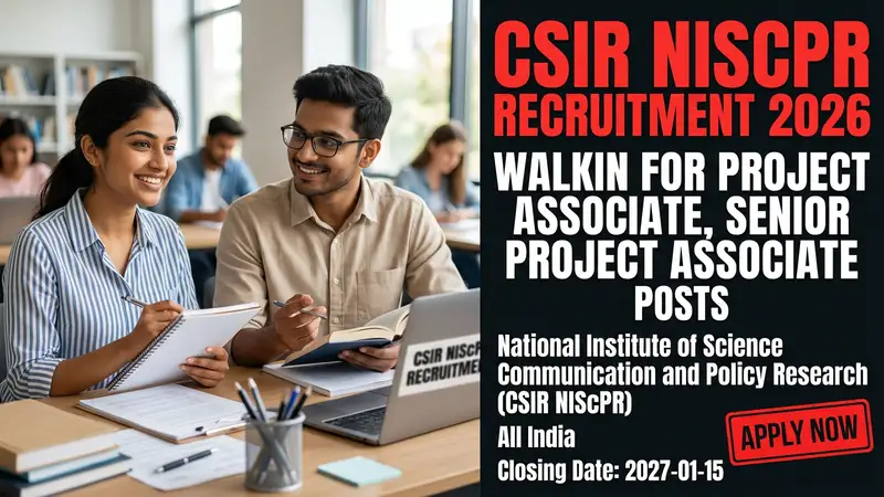 CSIR NIScPR Project Associate Recruitment 2026 notification for walk-in interview