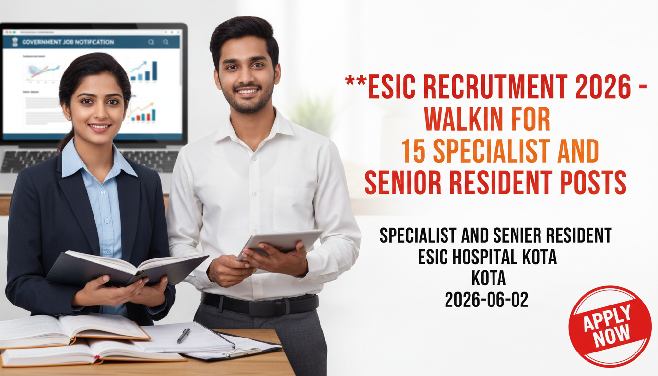 ESIC Hospital Kota Specialist and Senior Resident Recruitment 2026 notification