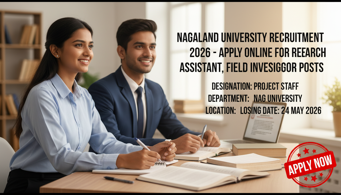 Nagaland University Project Staff Recruitment 2026 notification for Research Assistant and Field…