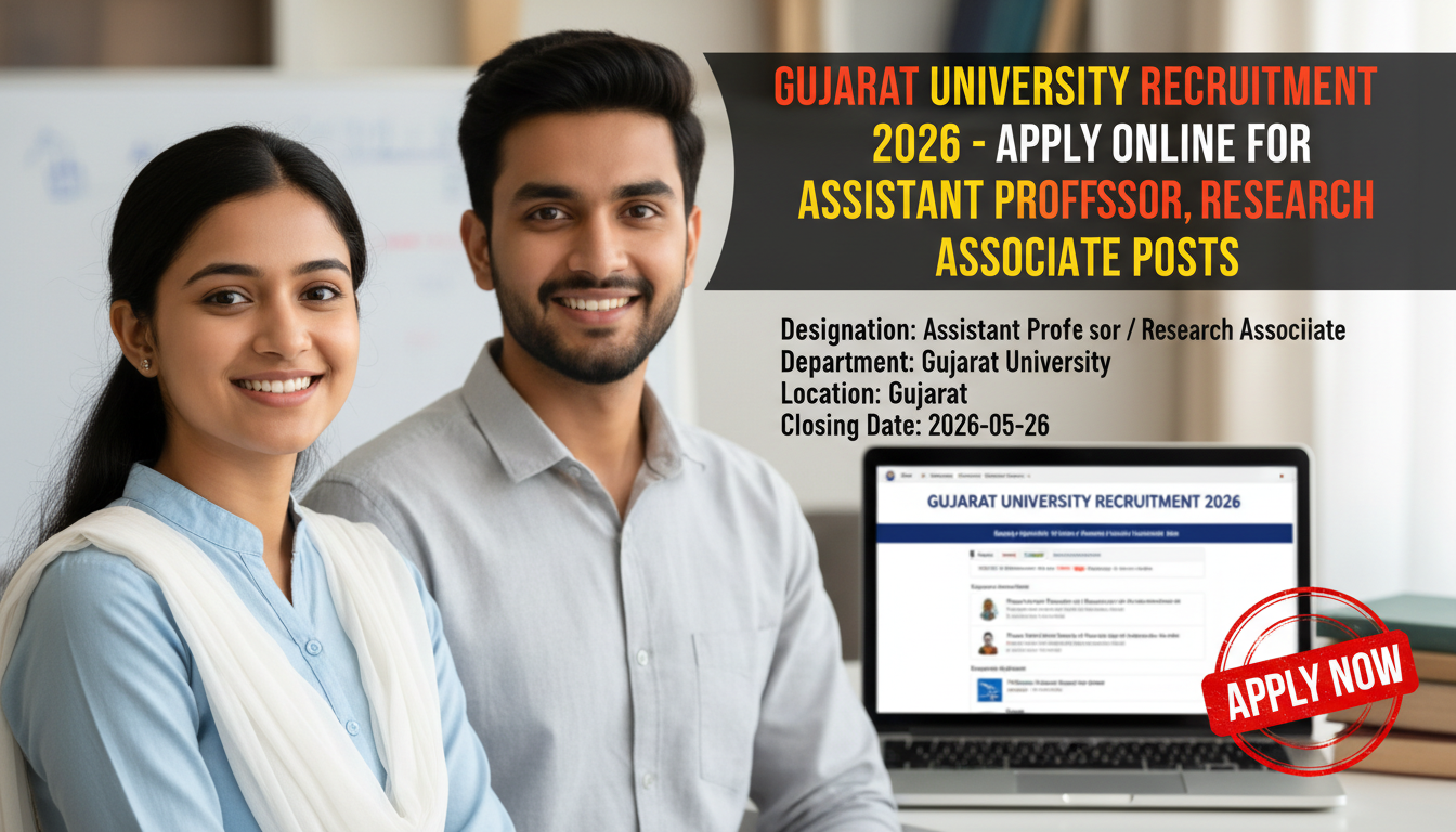 Gujarat University Assistant Professor Research Associate Recruitment 2026 notification