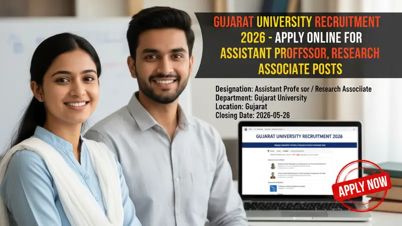 Gujarat University Assistant Professor Research Associate Recruitment 2026 notification