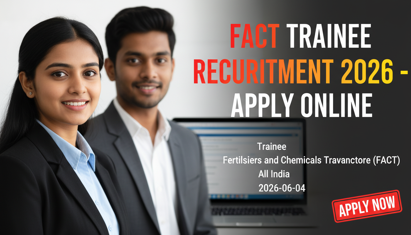 FACT Fertilisers and Chemicals Travancore Trainee Recruitment 2026 notification