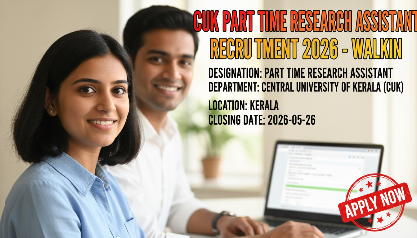 Central University of Kerala Part Time Research Assistant recruitment